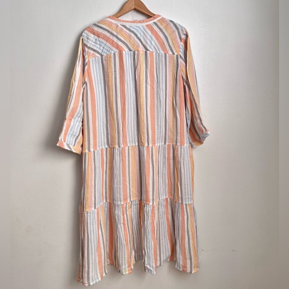 Soft Surroundings Laguna Gauze Midi Tiered Dress - Picture 3 of 15